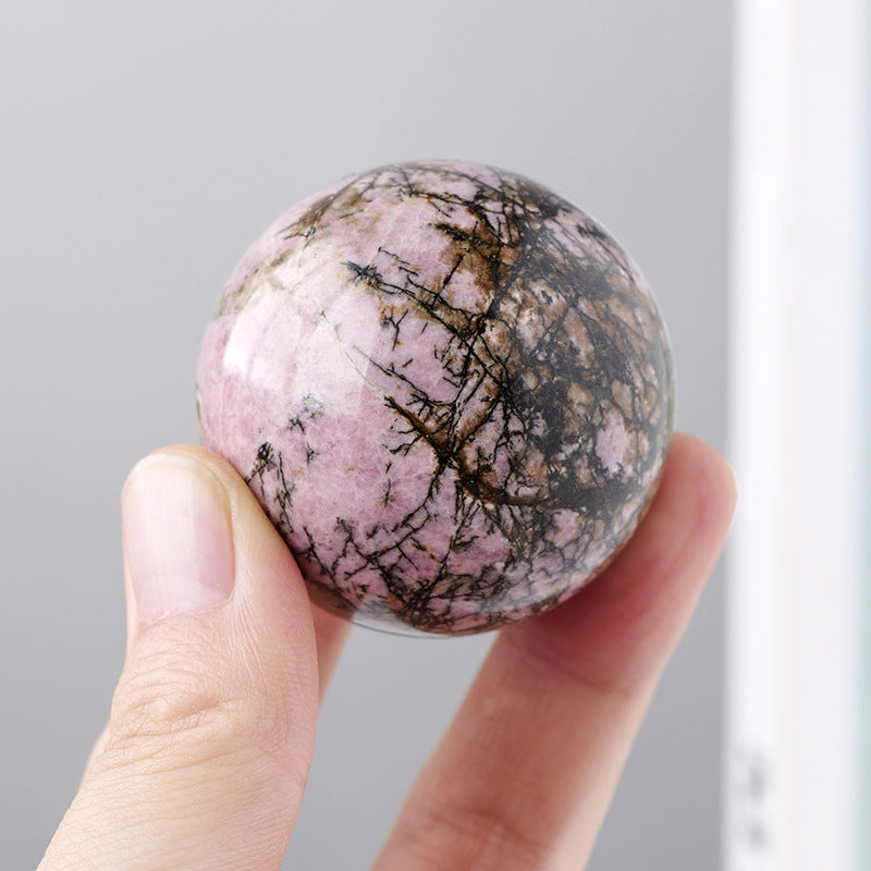 Rhodonite Sphere | Natural Pink & Black Crystal Ball 5–6cm