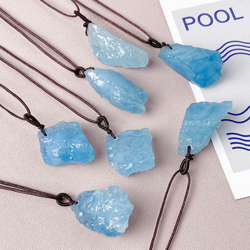Raw Aquamarine Crystal Necklace – Natural Stone Pendant product photo 1