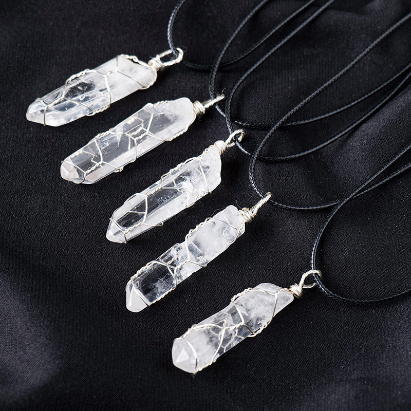 Clear Quartz Pendant Necklace | Natural Crystal 3–5cm