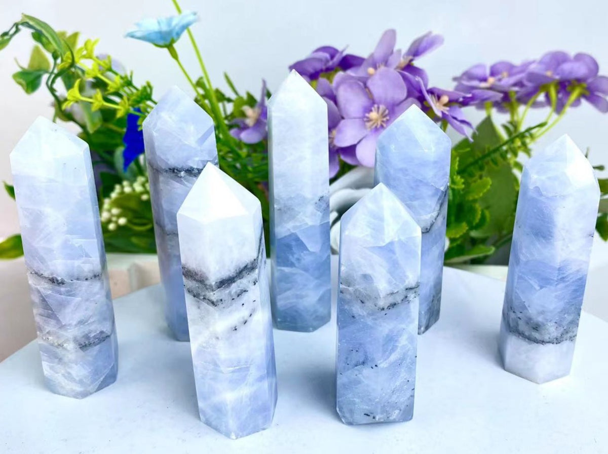 Blue Calcite Tower – Natural Crystal Point product photo 1