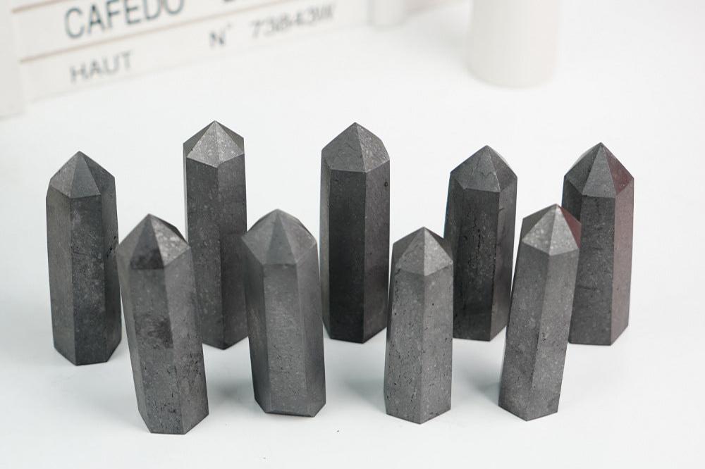 Shungite Tower | Natural Black Mineral Obelisk 8–10cm