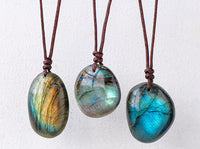 Labradorite Necklace | Natural Flash Crystal Pendant 3–4cm