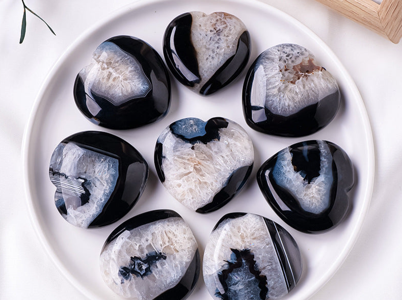Black Agate Heart | Natural Polished Crystal 4cm
