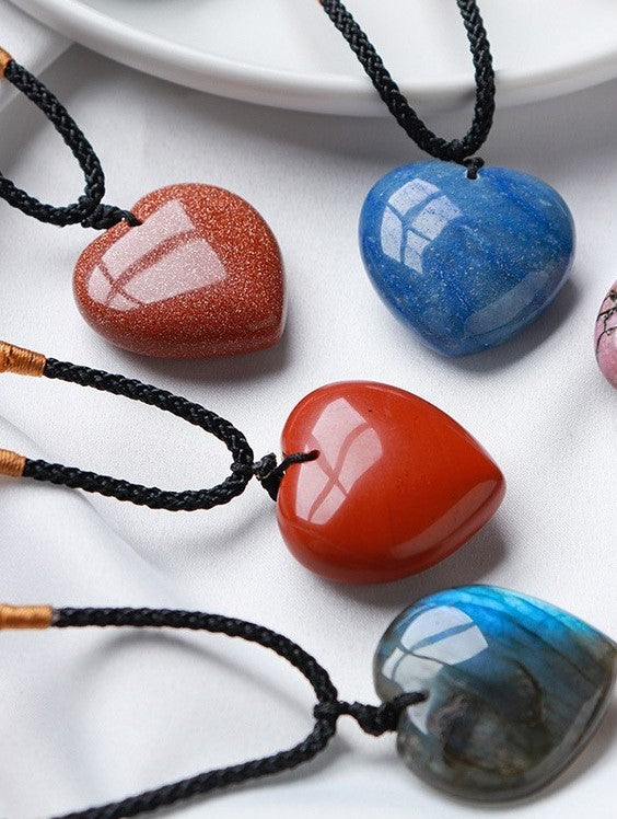 Crystal Heart Necklace | Natural Gemstone Pendant | Choose Your Stone