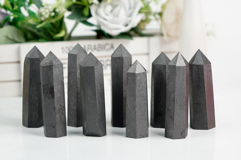 Shungite Tower | Natural Black Mineral Obelisk 8–10cm