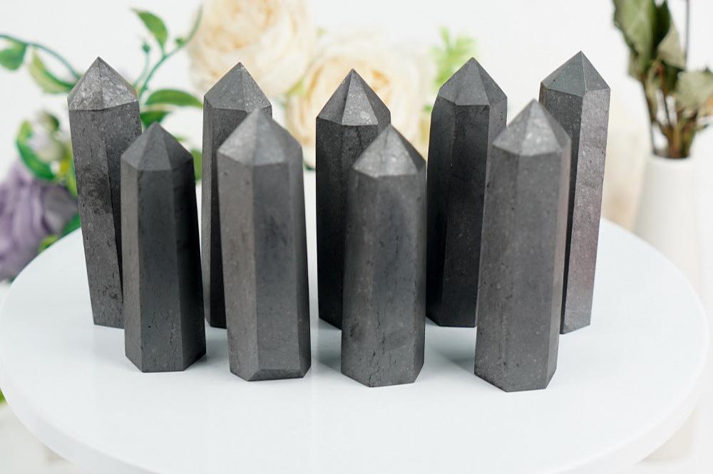 Shungite Tower | Natural Black Mineral Obelisk 8–10cm