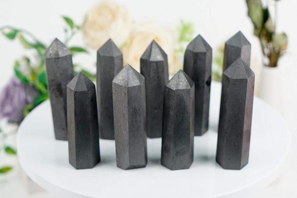 Shungite Tower | Natural Black Mineral Obelisk 8–10cm