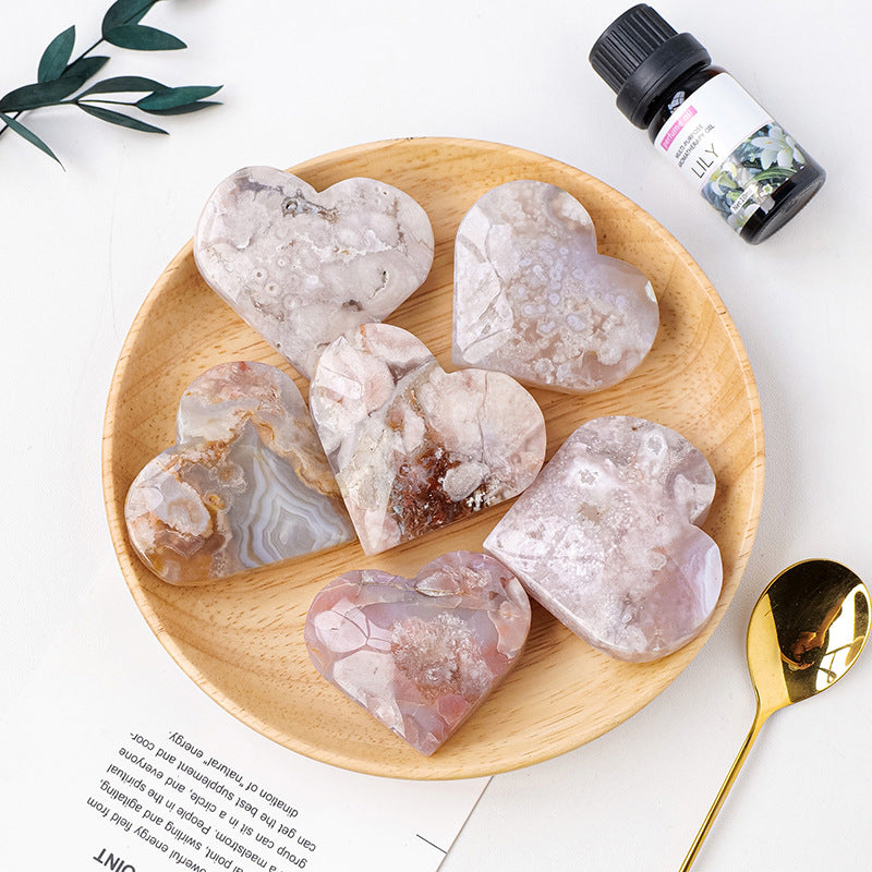 Flower Agate Heart | Natural Crystal Carving 4–5cm