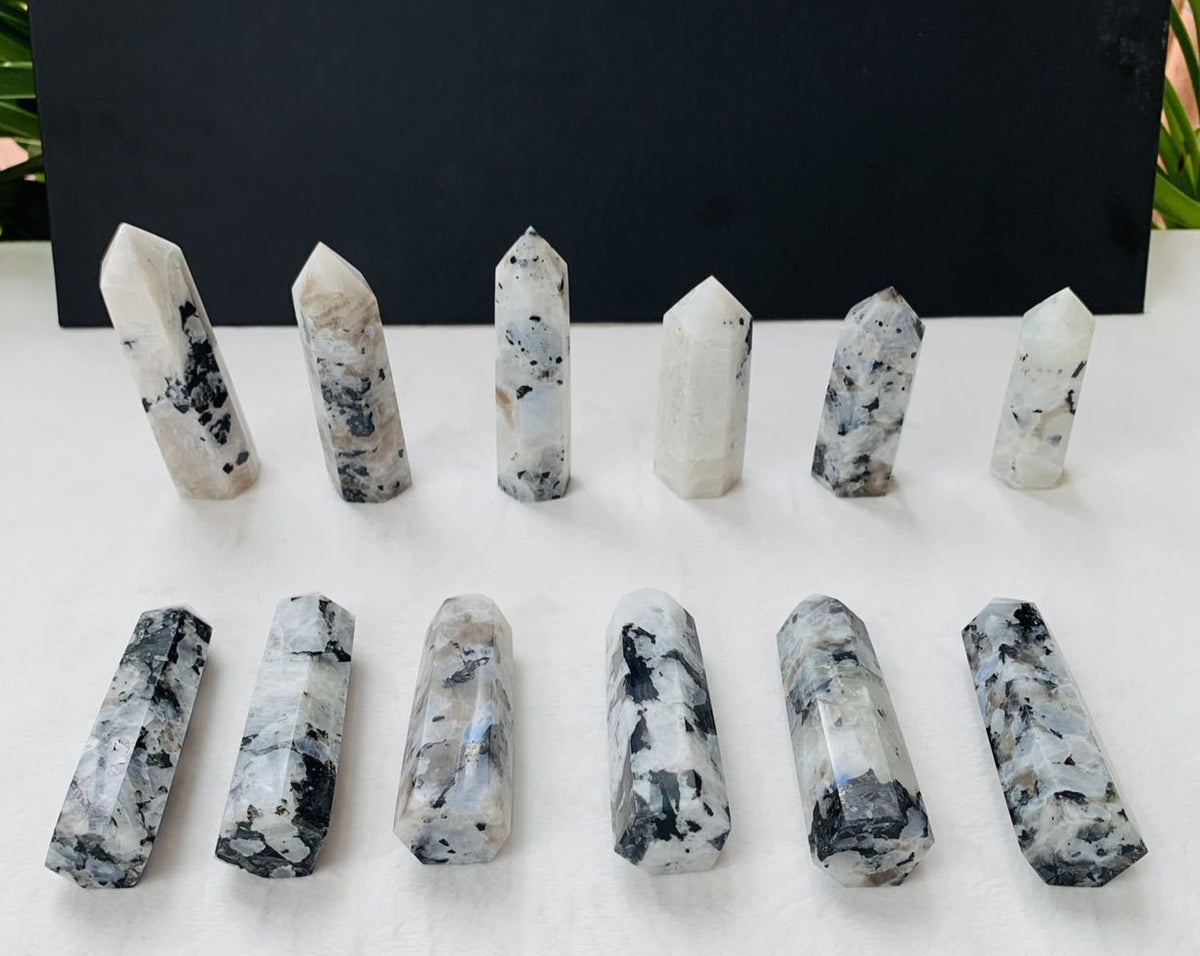 Rainbow Moonstone Tower | Natural Crystal Point 7–10cm