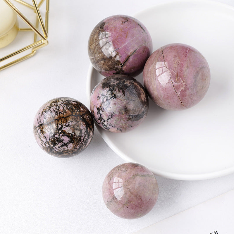 Rhodonite Sphere | Natural Pink & Black Crystal Ball 5–6cm
