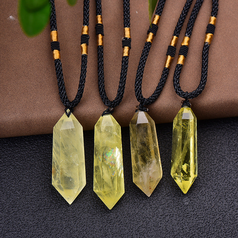 Natural Citrine Crystal Necklace – front view