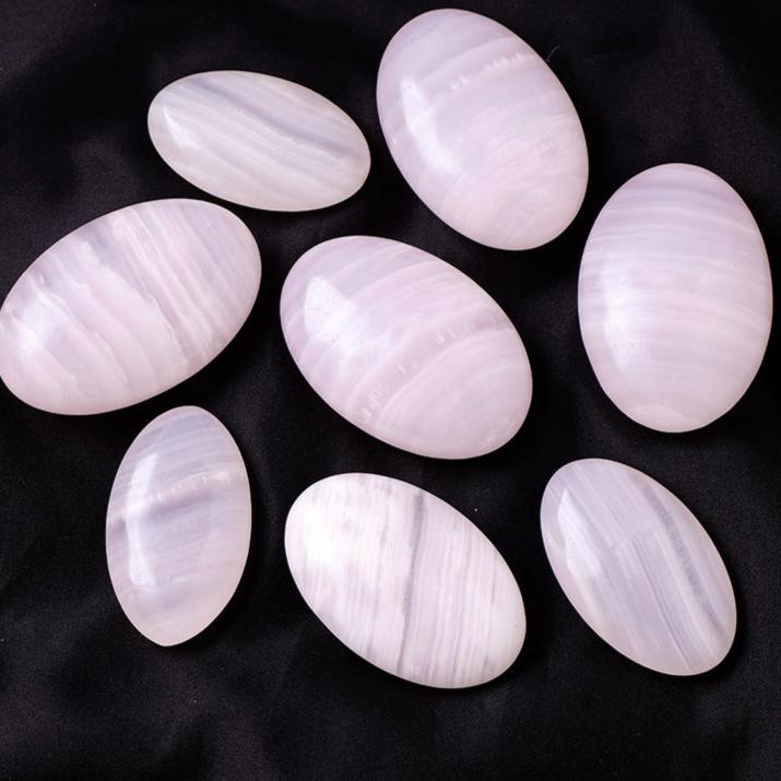 Pink Calcite Palm Stone | Natural Polished Crystal 5cm