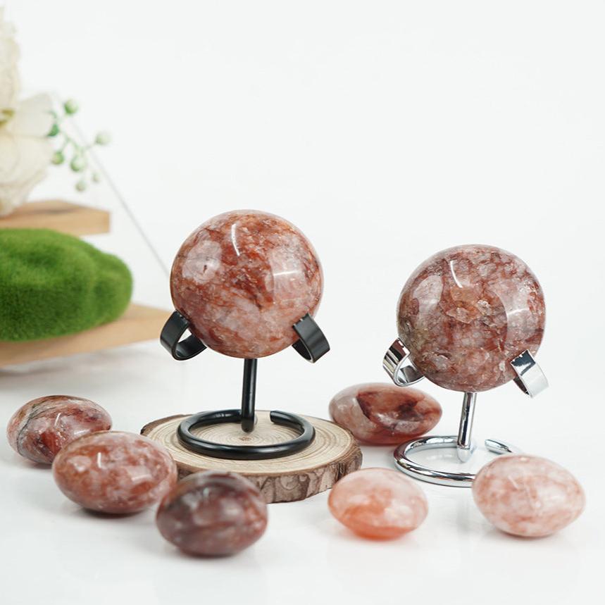 Fire Quartz Palm Stone | Hematoid Quartz 4–5cm