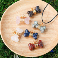 Bone-Shaped Crystal Necklace | Clear Quartz, Rose Quartz or Sodalite