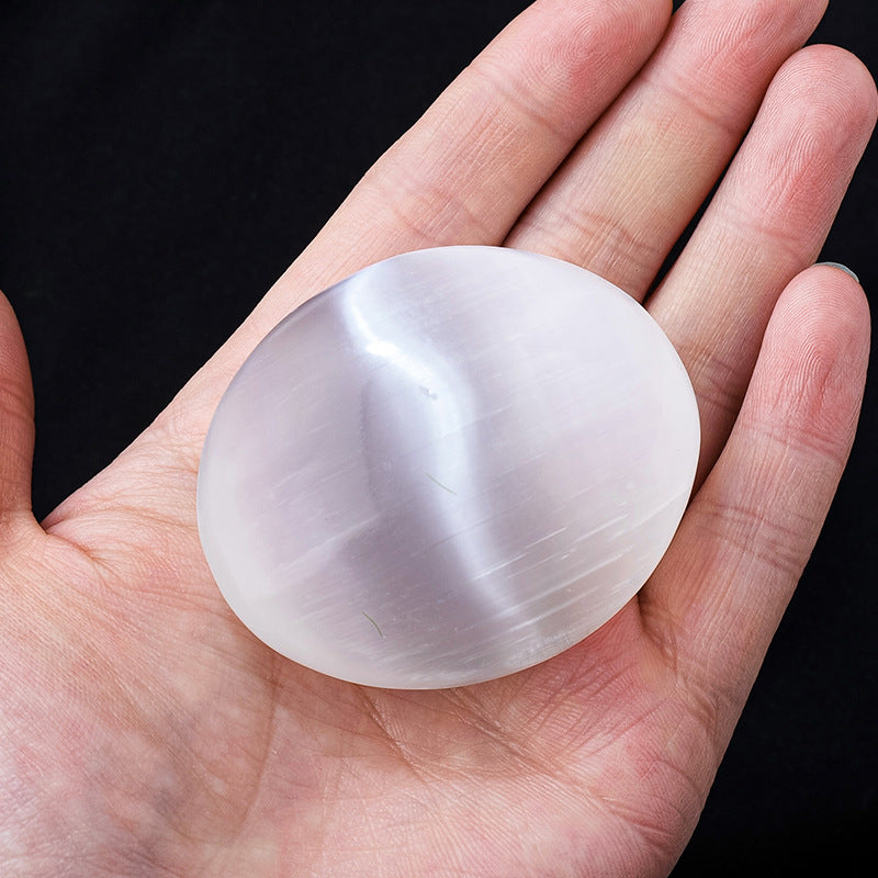 Selenite Palm Stone | Silky White Crystal 4cm