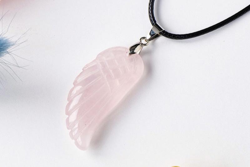 Angel Wing Crystal Necklace – Amethyst, Clear Quartz or Rose Quartz product photo 5