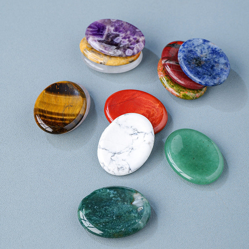 Polished crystal worry stone product example from available stone varieties