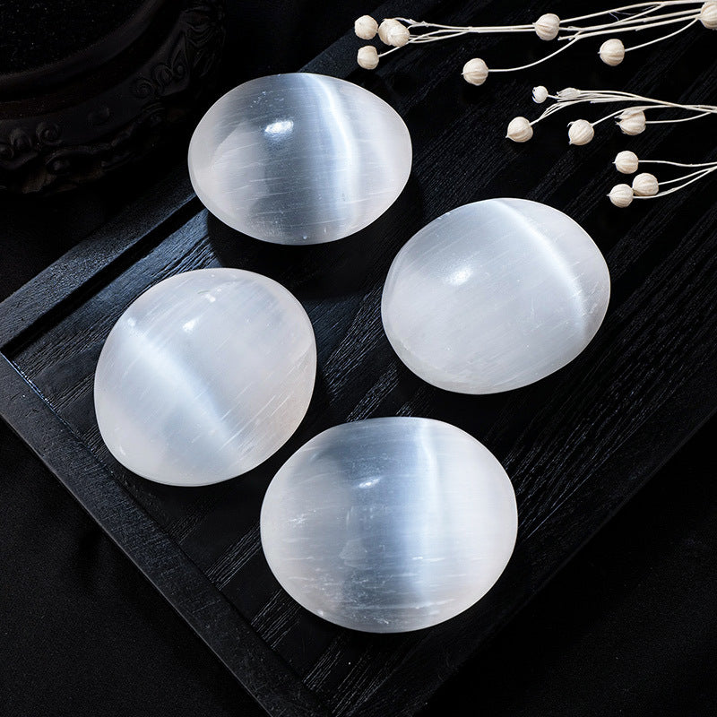 Selenite Palm Stone | Silky White Crystal 4cm
