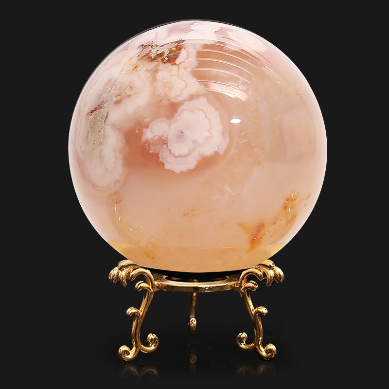 Flower Agate Sphere | Natural Cherry Blossom Crystal Ball