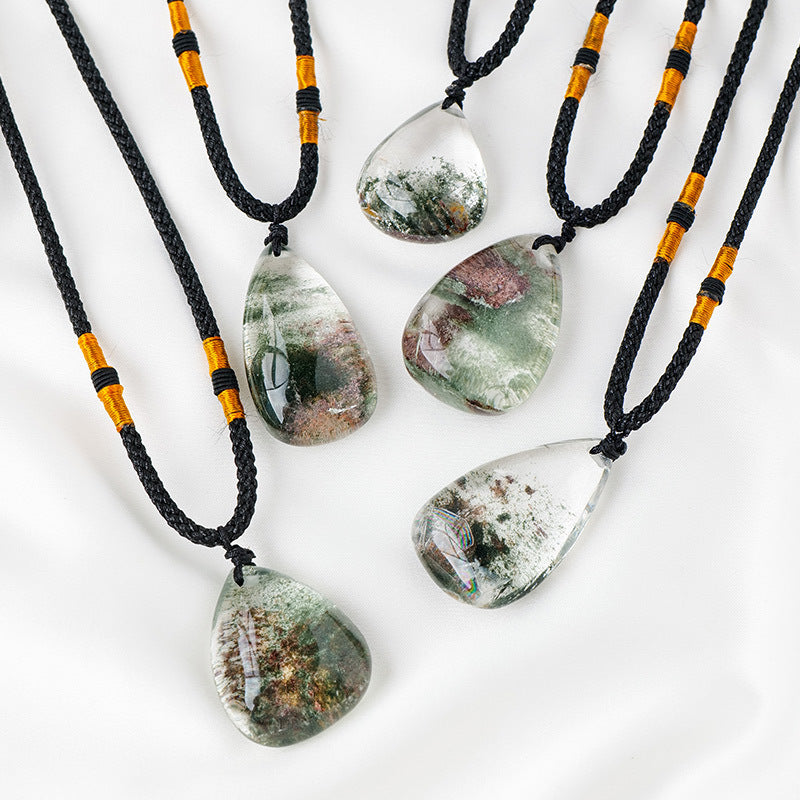 Garden Quartz Necklace | Natural Green Phantom Pendant 2–3cm