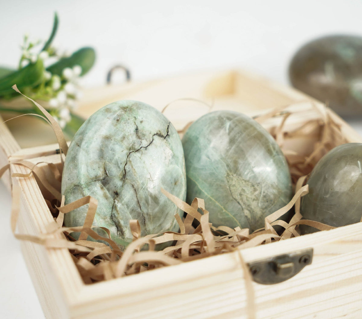 Green Moonstone Palm Stone | Natural Polished Crystal