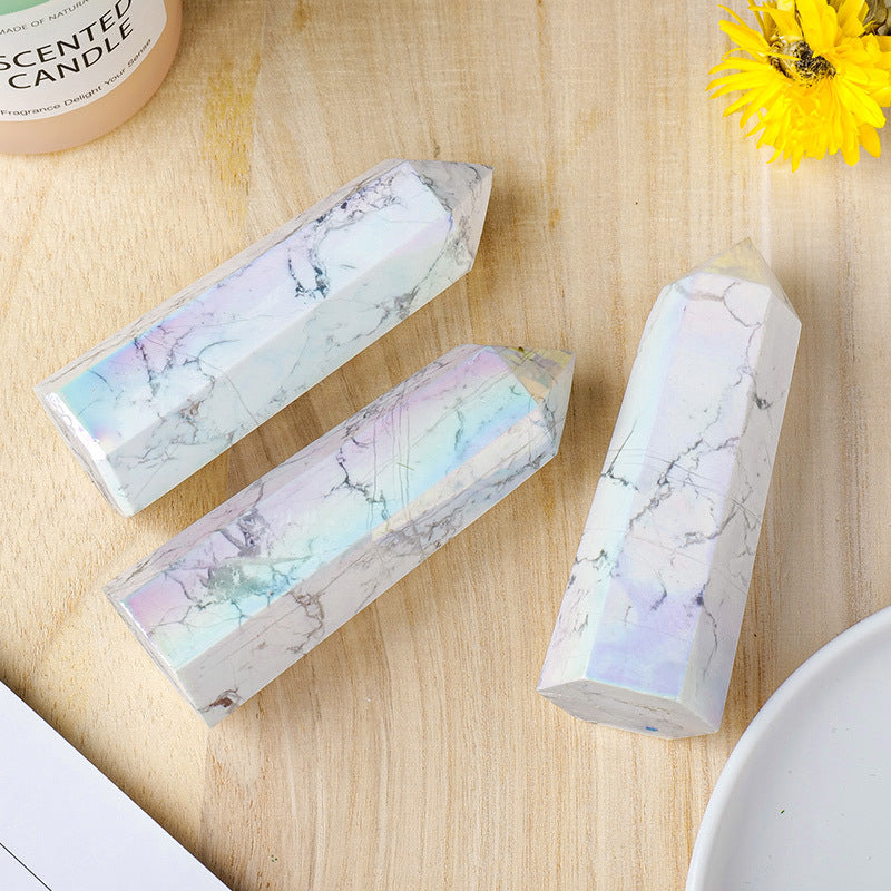 Aura Howlite Tower | Iridescent White Stone Point 6–7cm