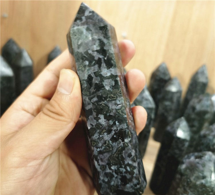 Natural Indigo Gabbro Mystic Merlinite tower product detail