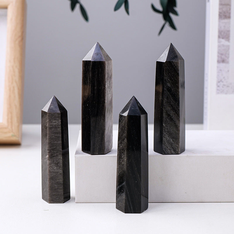Gold Sheen Obsidian Tower - Natural Crystal Point, Healing Energy, Meditation Decor, Chakra Stone, Reiki Crystal
