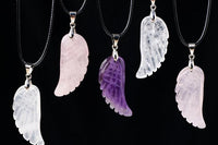 Angel Wing Crystal Necklace | Amethyst, Clear Quartz or Rose Quartz