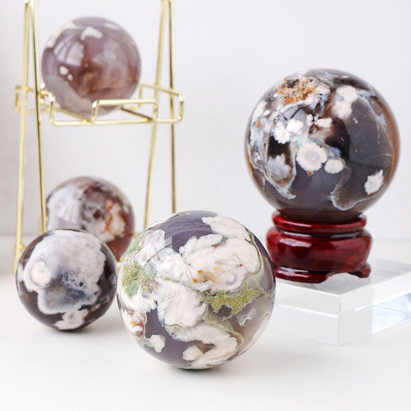 Black Flower Agate Sphere | Natural Crystal Ball 4–5cm