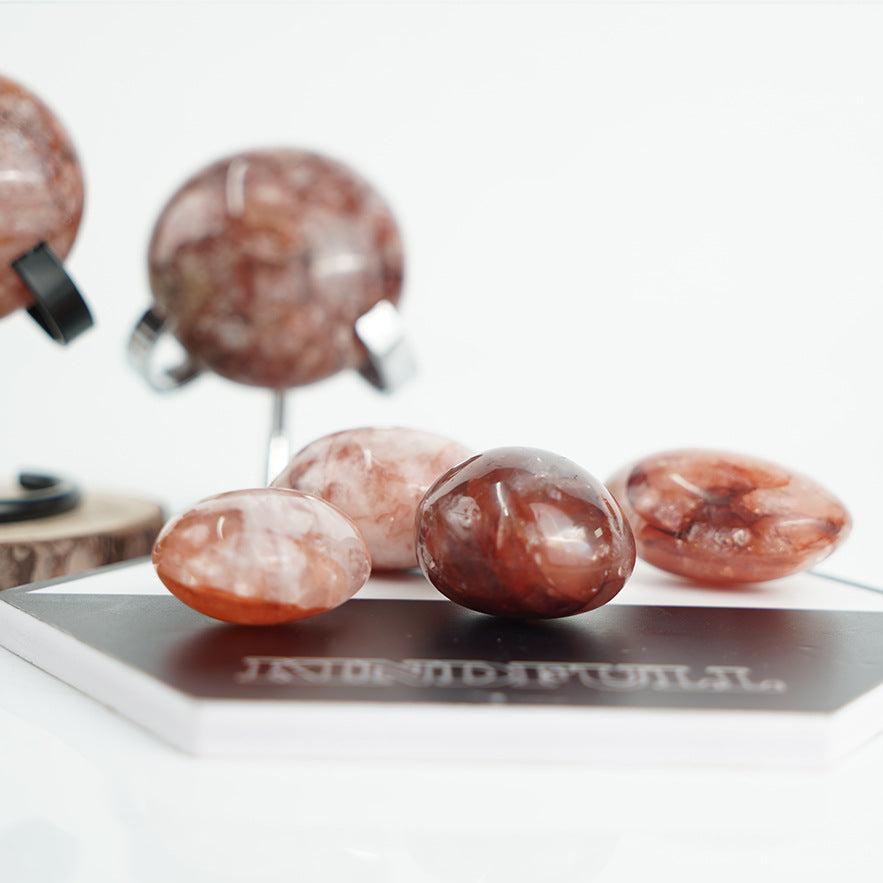 Fire Quartz Palm Stone | Hematoid Quartz 4–5cm