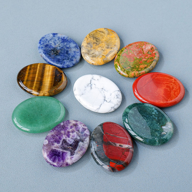 Natural crystal worry stone 4.5cm with polished thumb indentation
