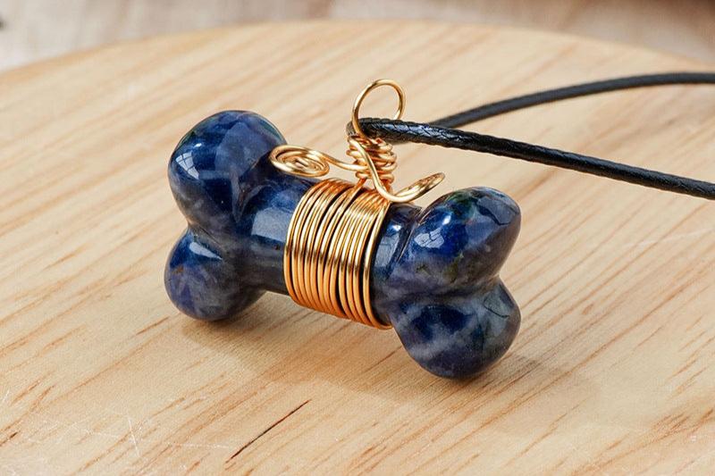 Bone-Shaped Crystal Necklace | Clear Quartz, Rose Quartz or Sodalite