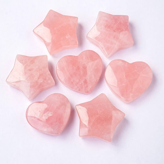 Rose Quartz Star or Heart | Natural Crystal Carving