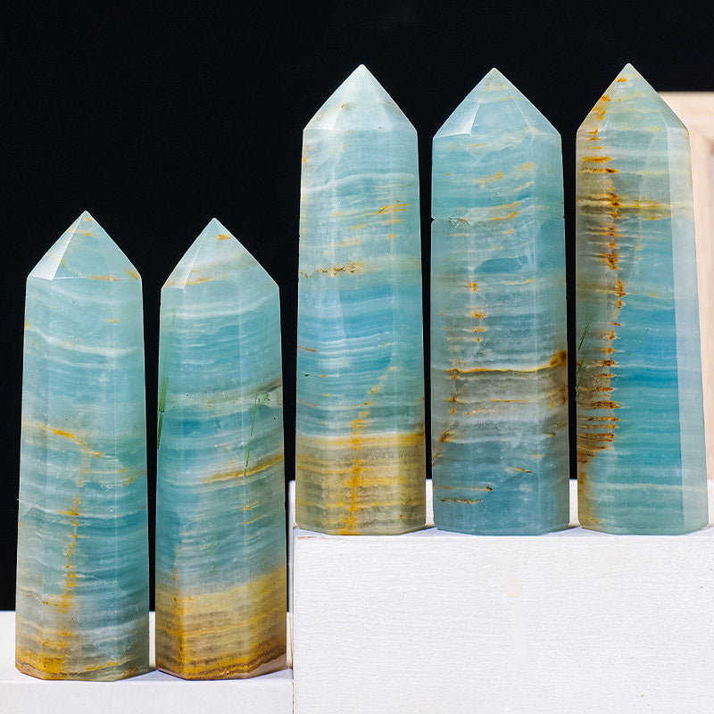 Blue Onyx Tower | Blue & Cream Banded Point 6–7cm