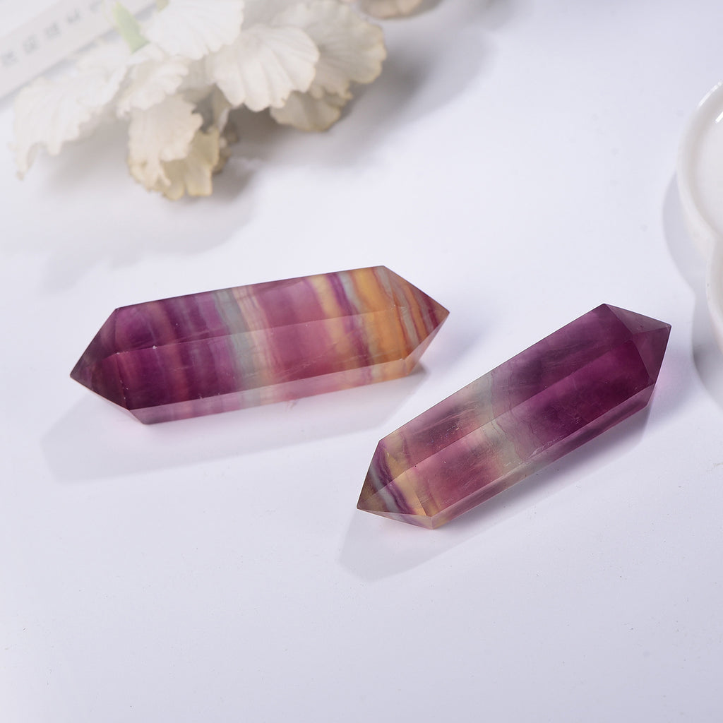 Watermelon Fluorite Double Terminated Point - Harmonize and Heal