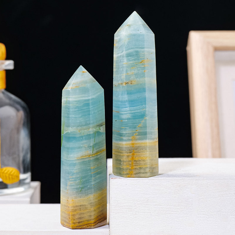 Blue Onyx Tower | Blue & Cream Banded Point 6–7cm