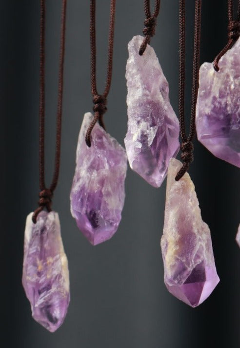 Raw Amethyst Cluster Necklace, Natural Pendant 2–4cm – alternate view 3