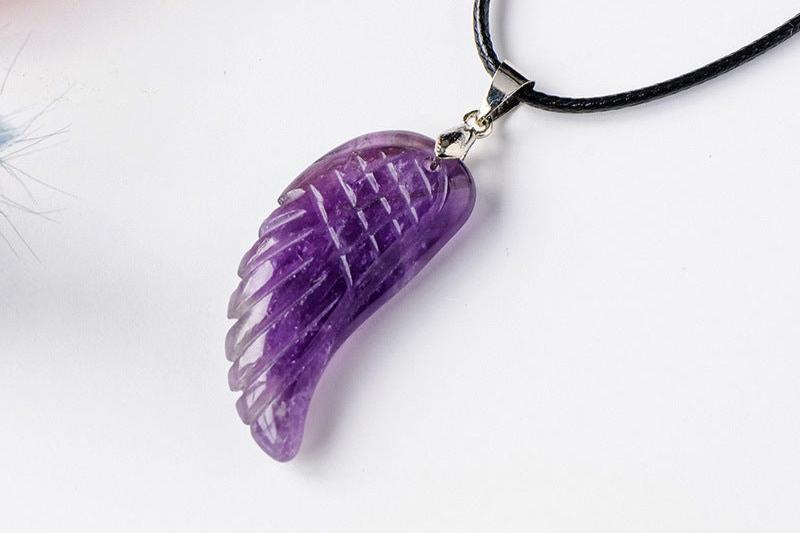 Angel Wing Crystal Necklace – Amethyst, Clear Quartz or Rose Quartz product photo 4