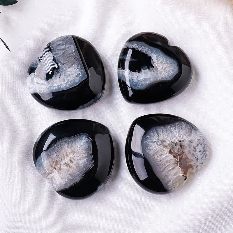 Black Agate Heart | Natural Polished Crystal 4cm