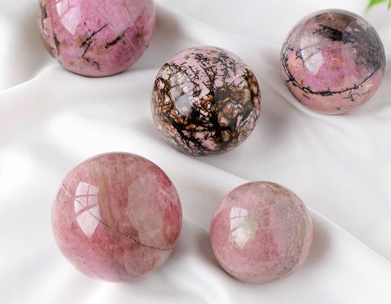 Rhodonite Sphere | Natural Pink & Black Crystal Ball 5–6cm
