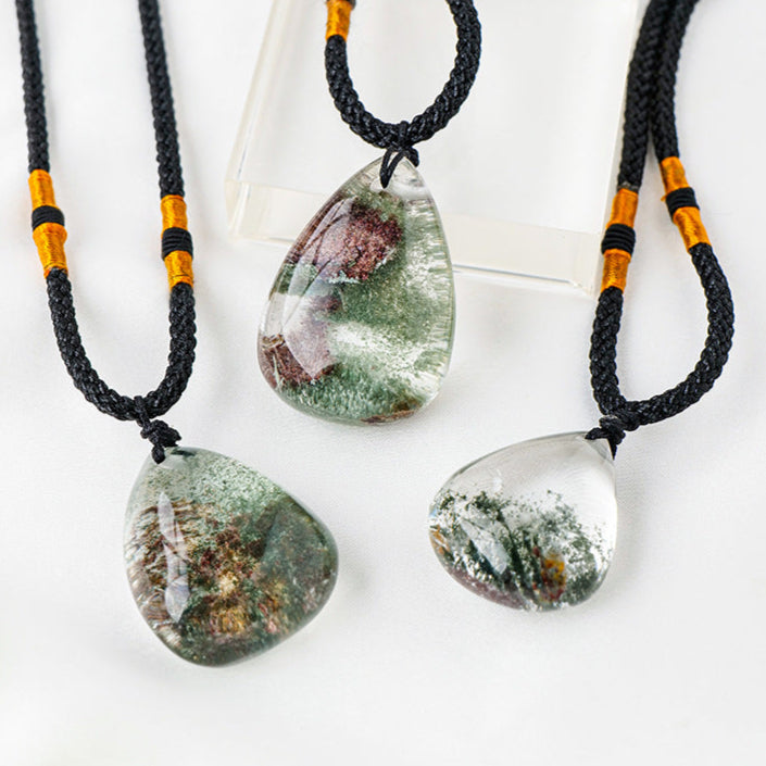 Garden Quartz Necklace | Natural Green Phantom Pendant 2–3cm