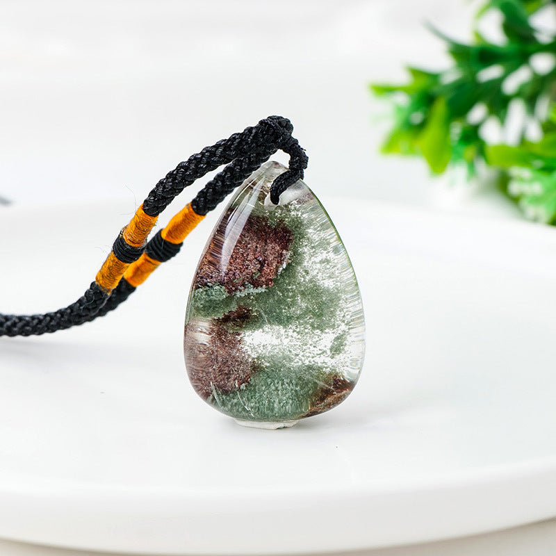 Garden Quartz Necklace | Natural Green Phantom Pendant 2–3cm