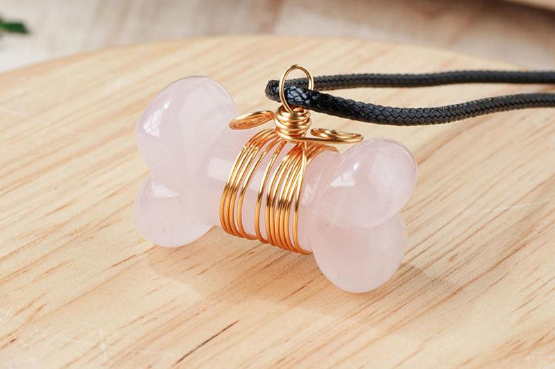 Bone-Shaped Crystal Necklace | Clear Quartz, Rose Quartz or Sodalite