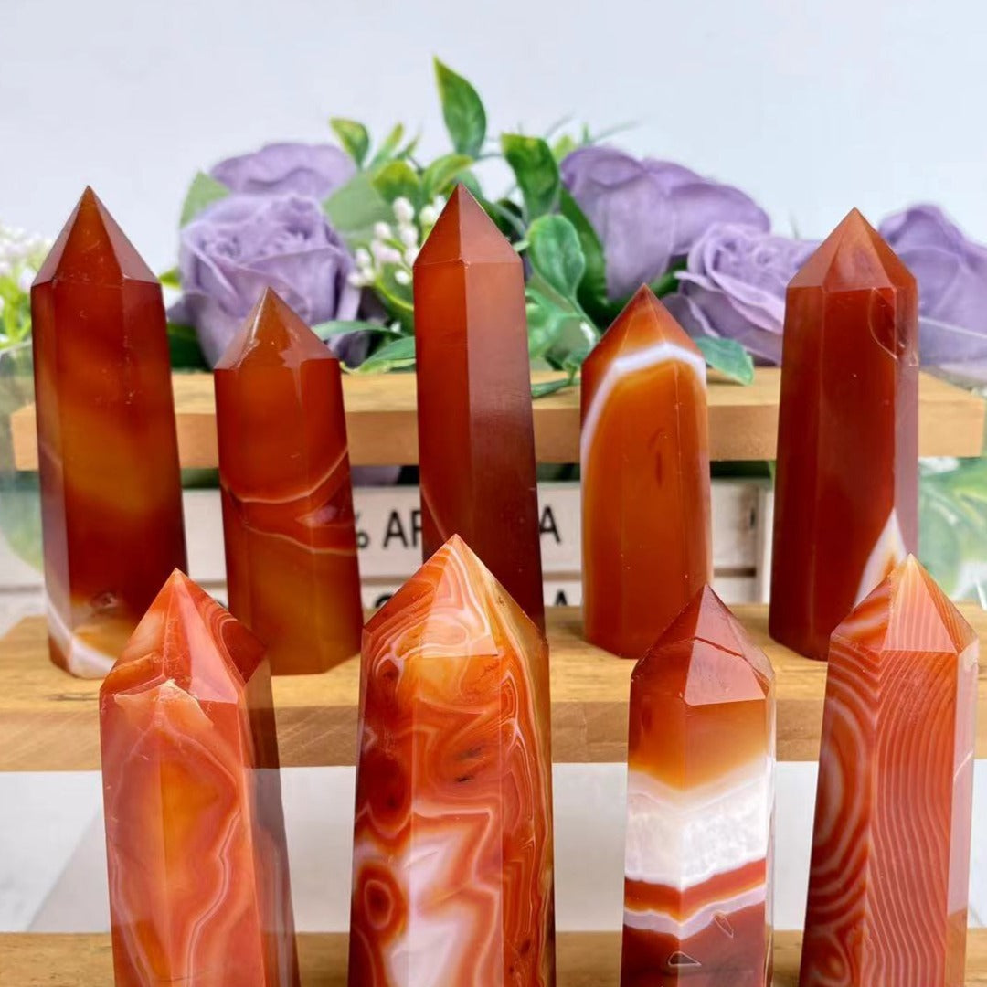 Red Agate Tower | Natural Polished Crystal Point 6–7cm