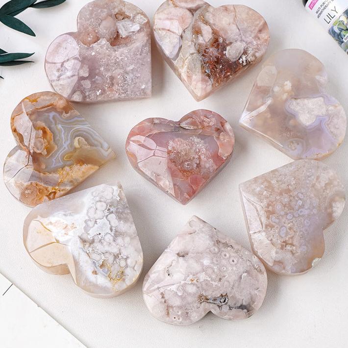 Flower Agate Heart | Natural Crystal Carving 4–5cm