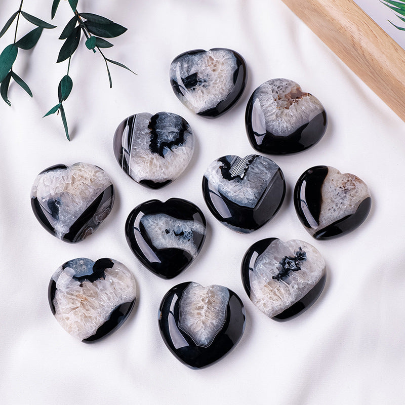 Black Agate Heart | Natural Polished Crystal 4cm
