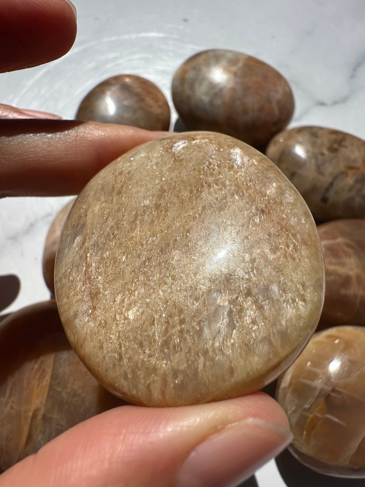 Orange Moonstone Palm Stone | Natural Peach Crystal 4–5cm