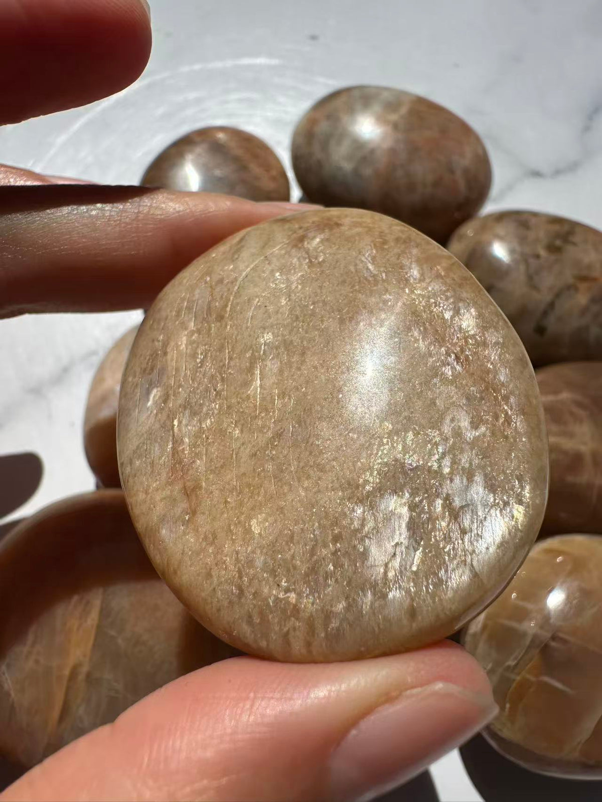 Orange Moonstone Palm Stone | Natural Peach Crystal 4–5cm