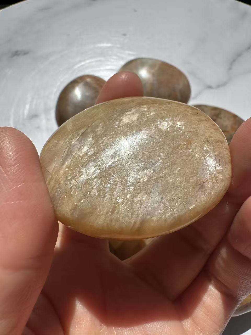 Orange Moonstone Palm Stone | Natural Peach Crystal 4–5cm
